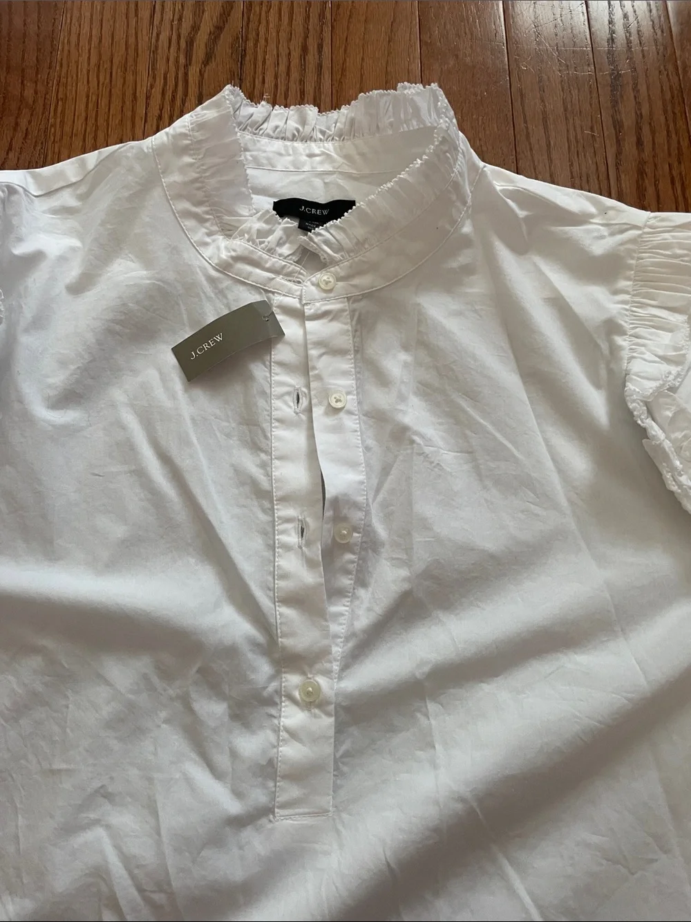 J. Crew Classic-Fit Ruffle Popover Cotton Poplin White Women’s Sz XL NWT